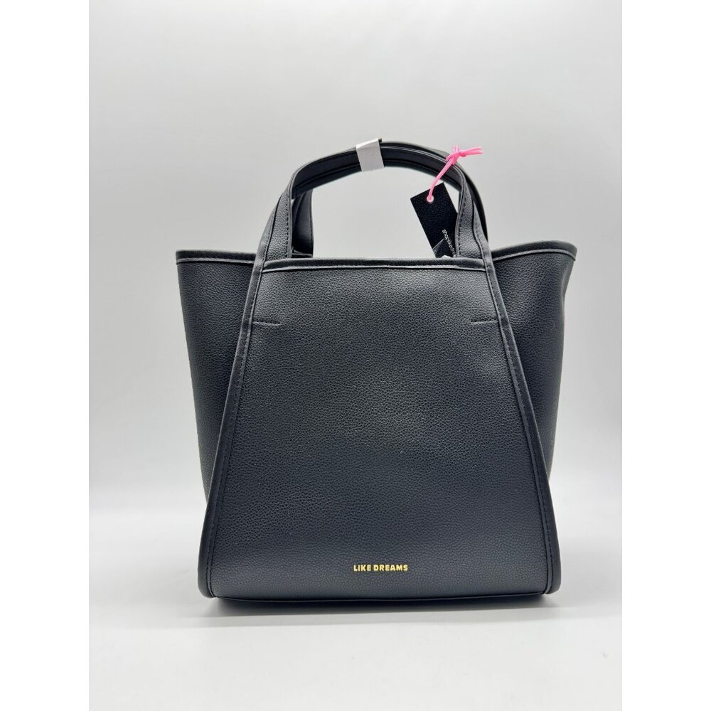 LIKE DREAMS Hana vegan leather women's tote crossbody bag - BLACK